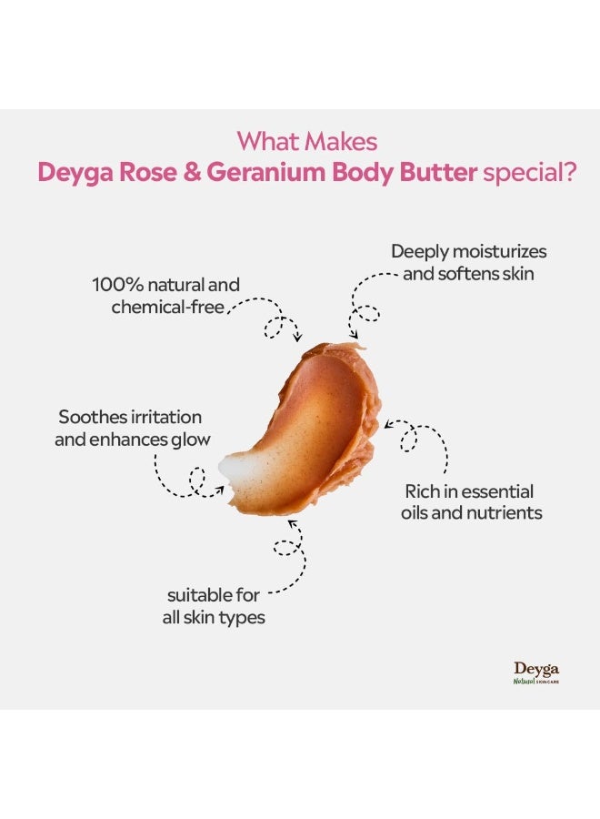 Deyga Rose & Geranium Body Butter | Deeply Hydrates & Rejuventaes Skin | Strecth Marks Control 40 Gram - Image 4